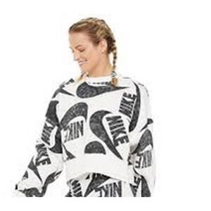 Nike Womens DB5994-100 Icon Clash White Black Pullover Sweatshirt Plus Size 1X